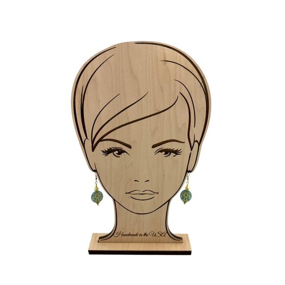 Sky Blue Gold Dusted Bee Earrings Gold Plated French Hook Ear Wires - Picture 2 of 9